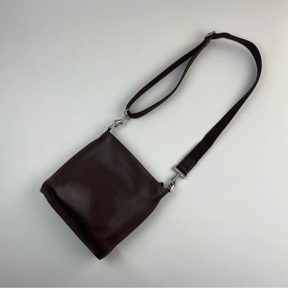 Vintage Coach Crossbody Slim Saddle Bag Brown